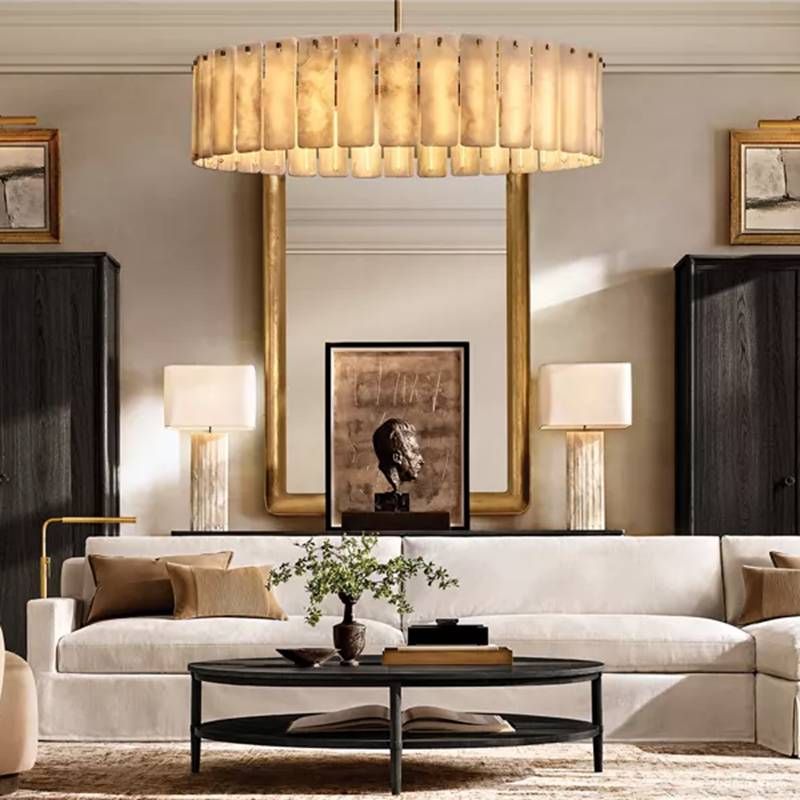 Calamette Diffused Onyx Round Chandelier 60"
