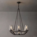 Ondra Charred Metal Linear Chandelier 52"