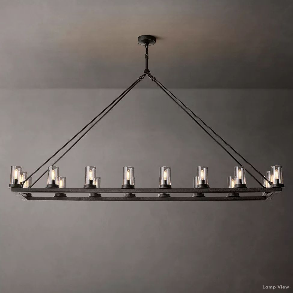 Ondra Charred Metal Linear Chandelier 72"