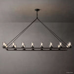 Ondra Charred Metal Linear Chandelier 72"