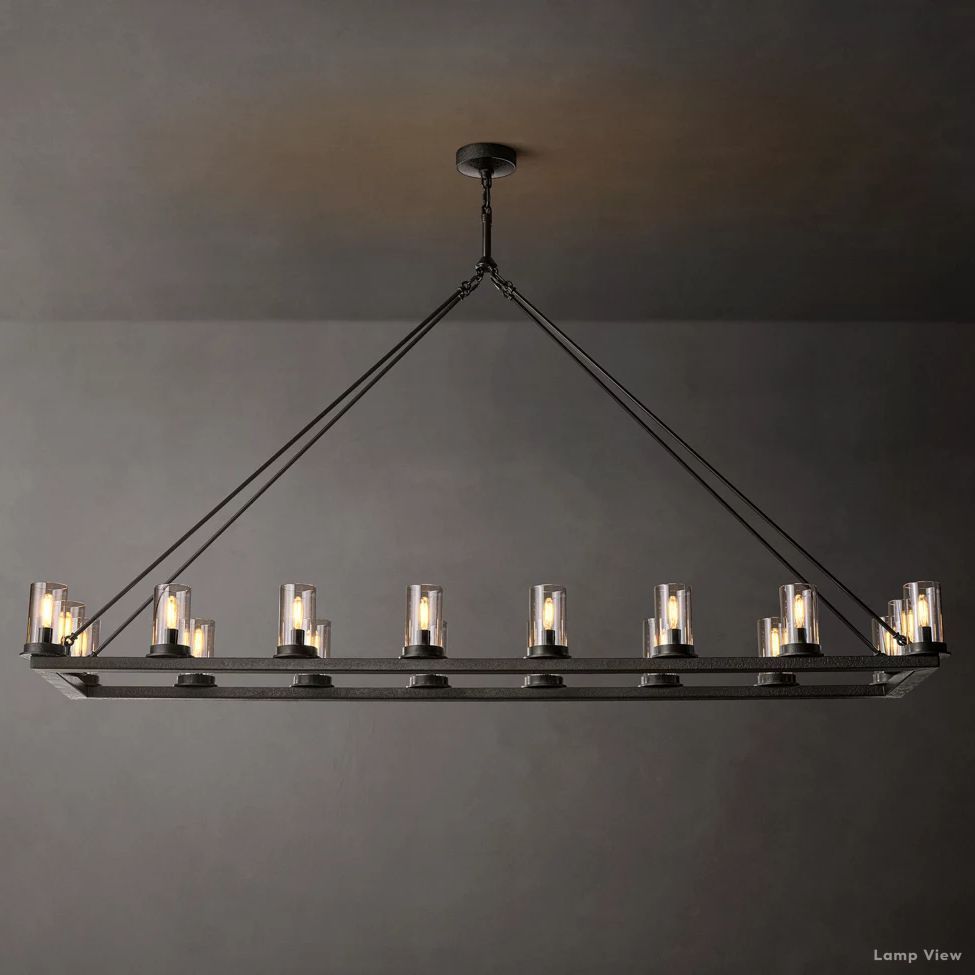 Ondra Charred Metal Linear Chandelier 72"