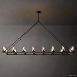 Ondra Charred Metal Linear Chandelier 72"