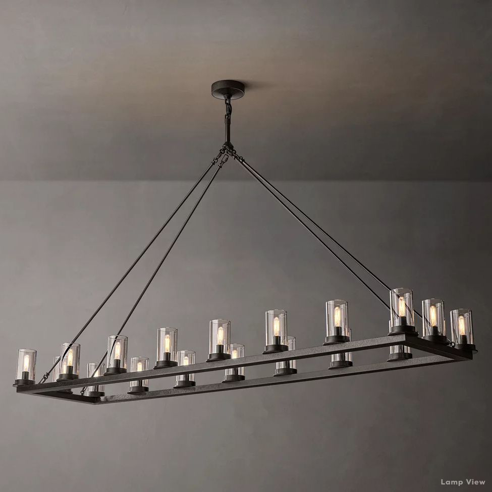 Ondra Charred Metal Linear Chandelier 72"