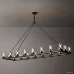 Ondra Charred Metal Linear Chandelier 72"