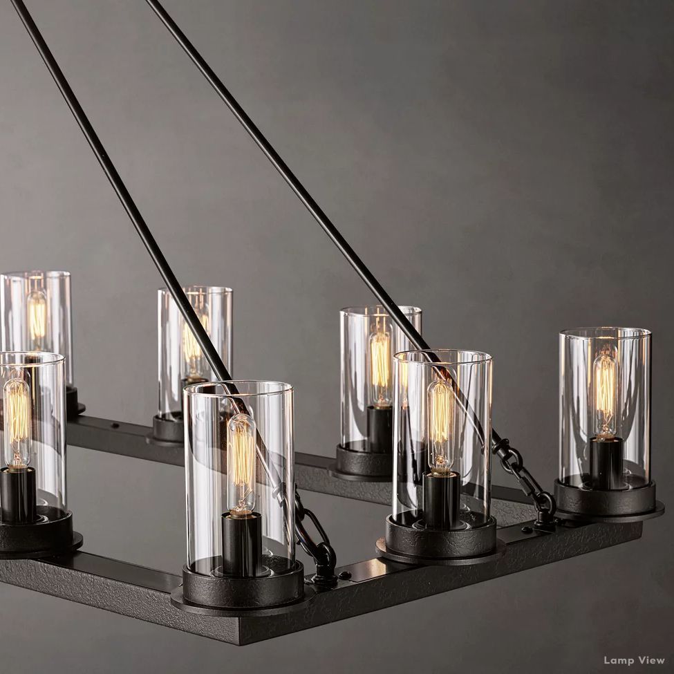 Ondra Charred Metal Linear Chandelier 52"