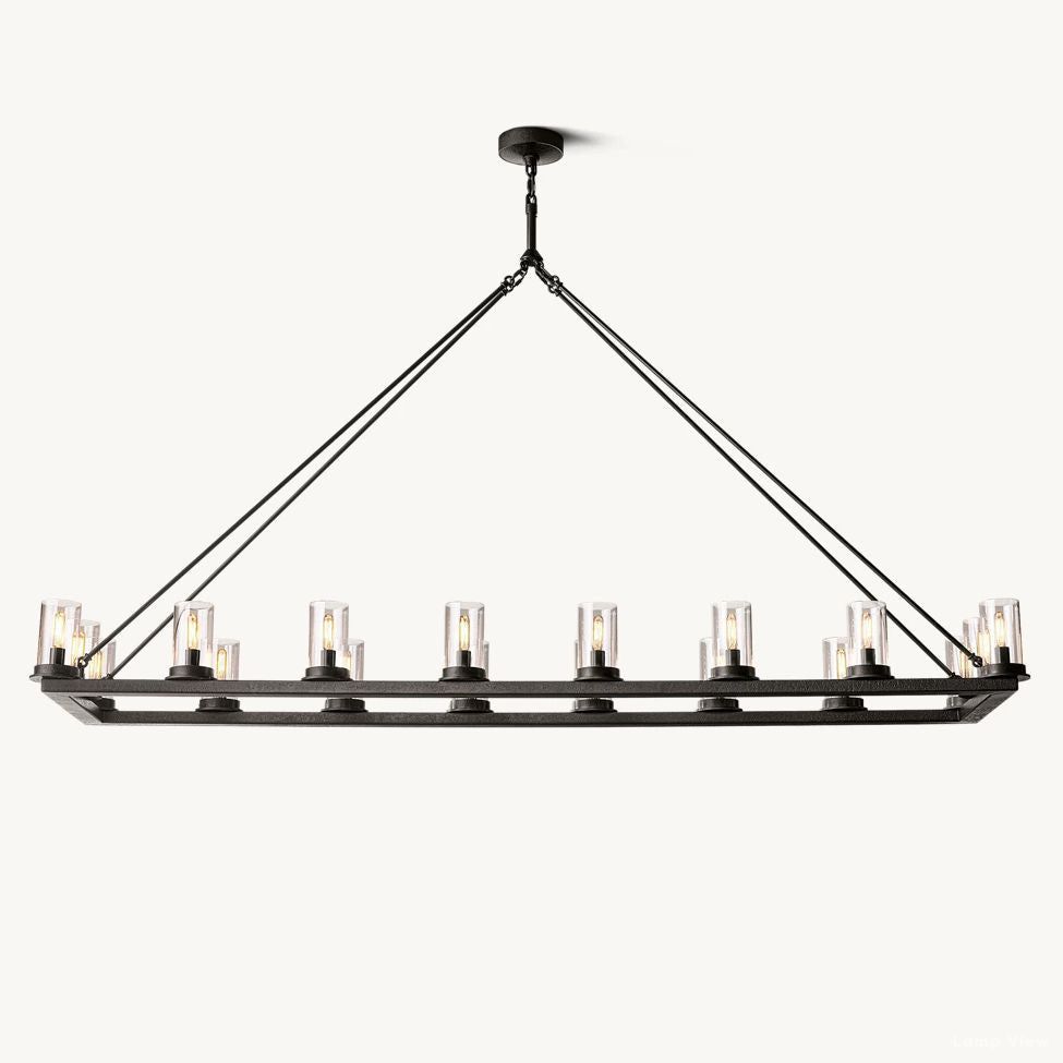 Ondra Charred Metal Linear Chandelier 72"