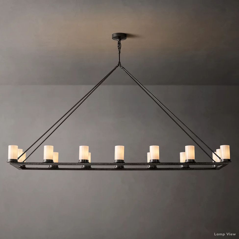 Ondra Charred Metal Linear Chandelier 72"