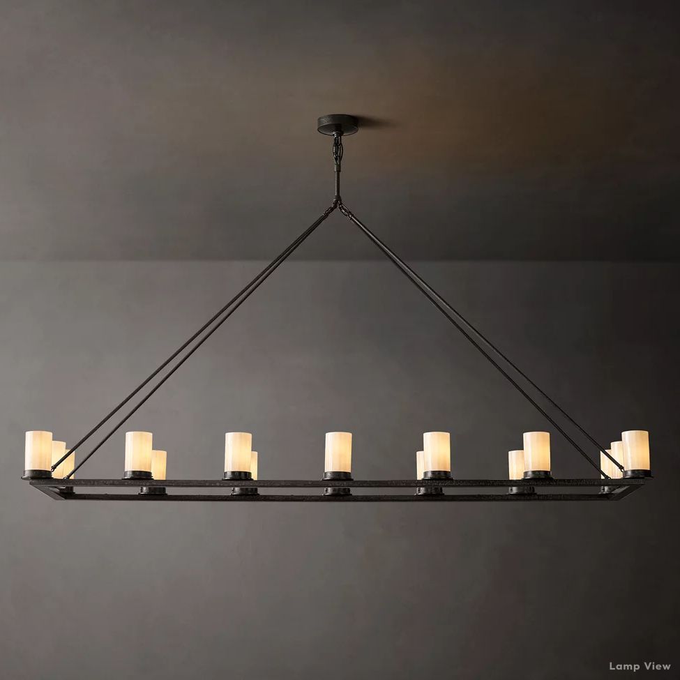 Ondra Charred Metal Linear Chandelier 72"