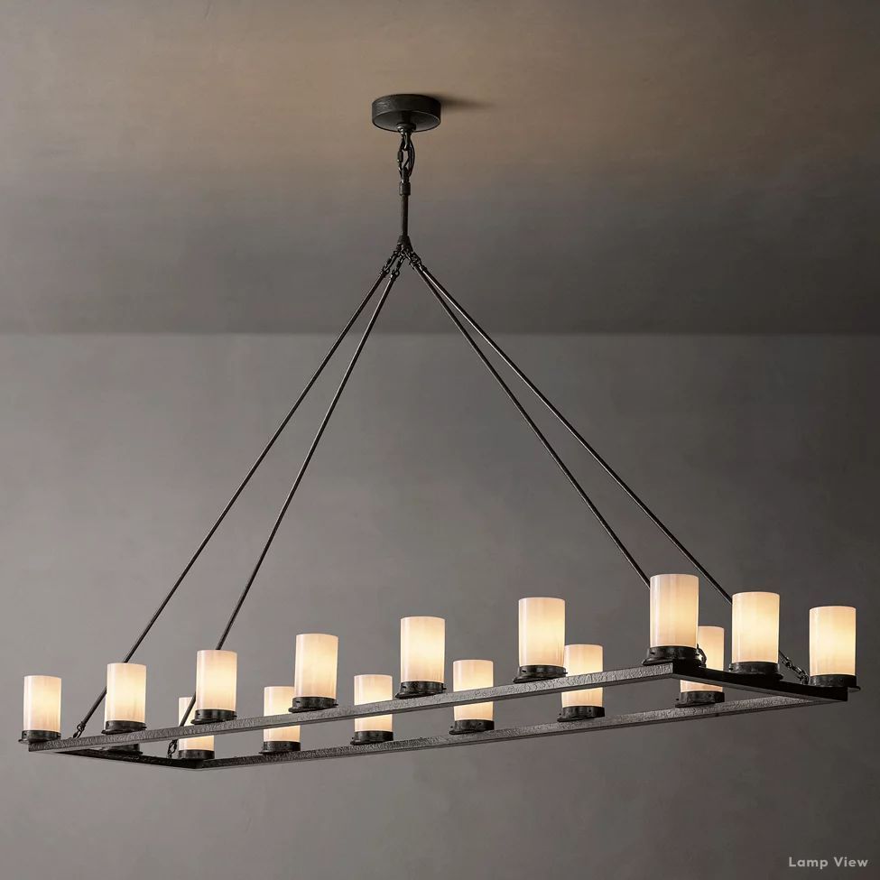 Ondra Charred Metal Linear Chandelier 72"