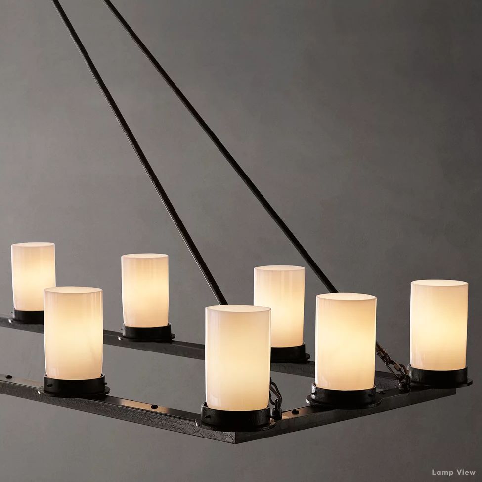 Ondra Charred Metal Linear Chandelier 72"