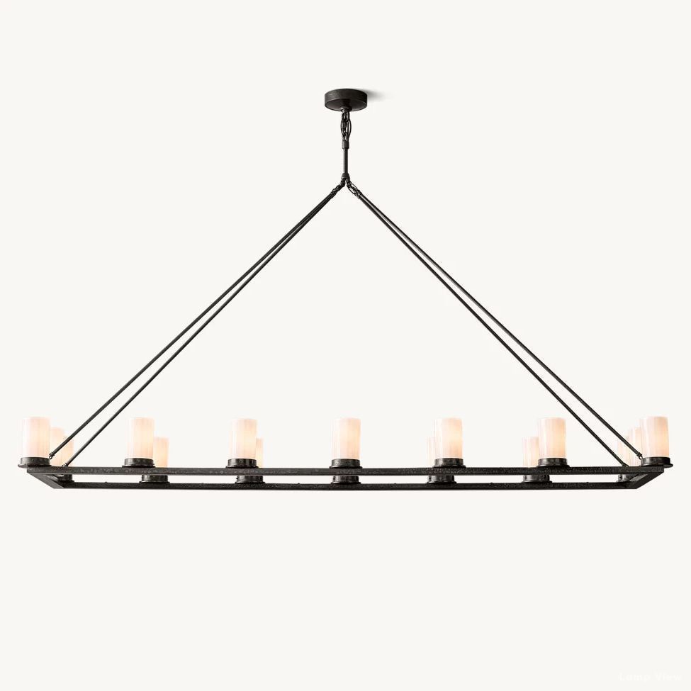 Ondra Charred Metal Linear Chandelier 72"