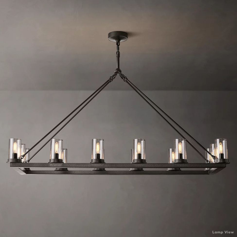 Ondra Charred Metal Linear Chandelier 52"