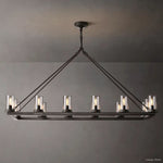 Ondra Charred Metal Linear Chandelier 52"