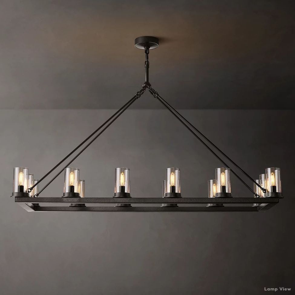 Ondra Charred Metal Linear Chandelier 52"