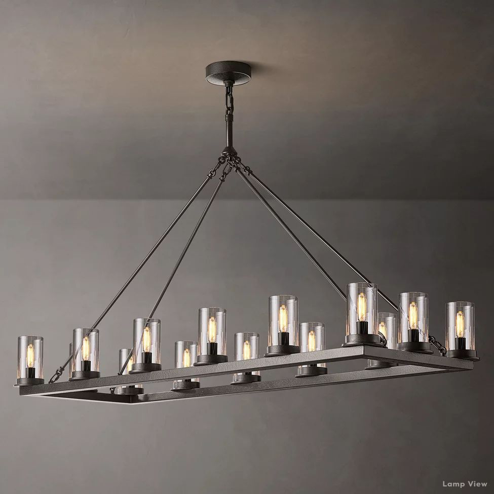 Ondra Charred Metal Linear Chandelier 52"