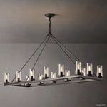 Ondra Charred Metal Linear Chandelier 52"