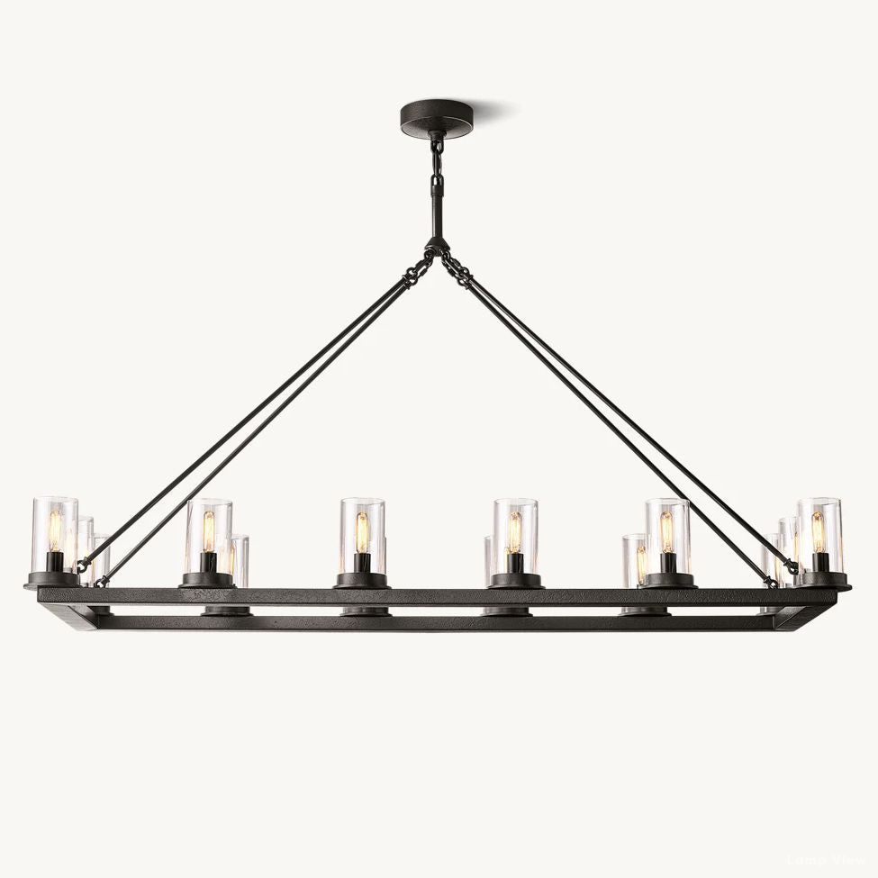 Ondra Charred Metal Linear Chandelier 52"