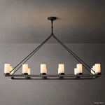 Ondra Charred Metal Linear Chandelier 52"