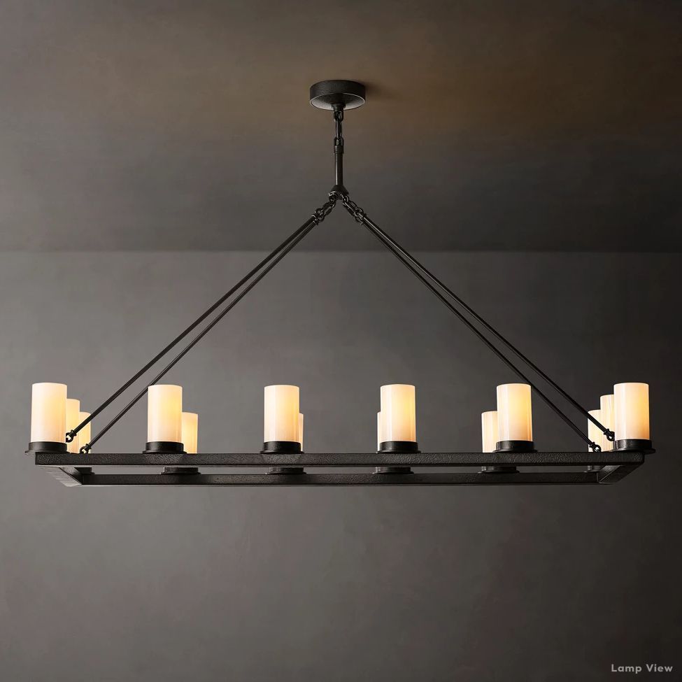 Ondra Charred Metal Linear Chandelier 52"