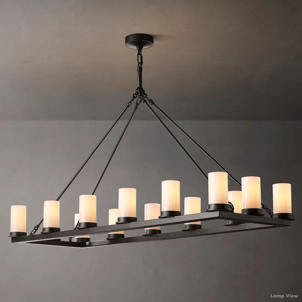 Ondra Charred Metal Linear Chandelier 52"
