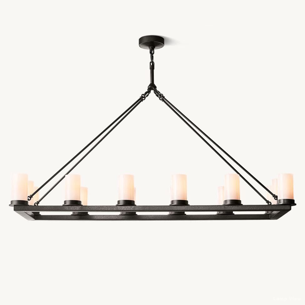 Ondra Charred Metal Linear Chandelier 52"