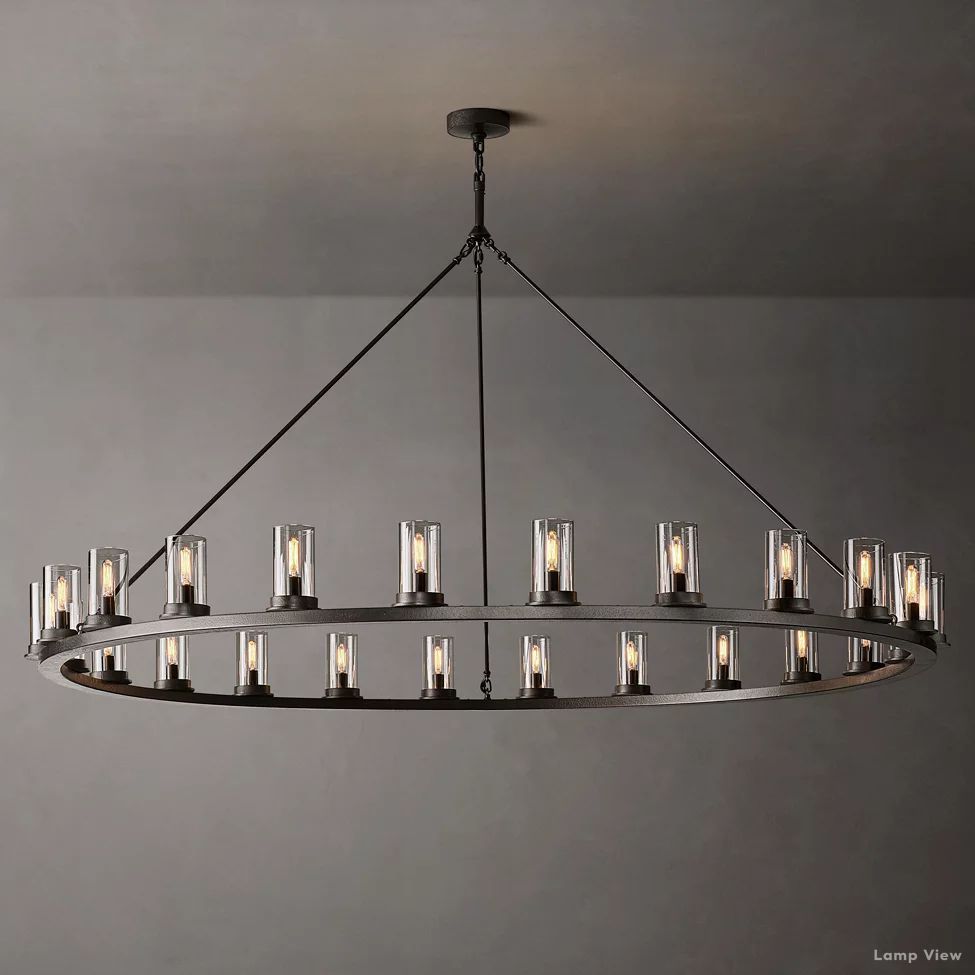 Ondra Charred Metal Round Chandelier 72"