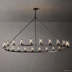 Ondra Charred Metal Round Chandelier 72"