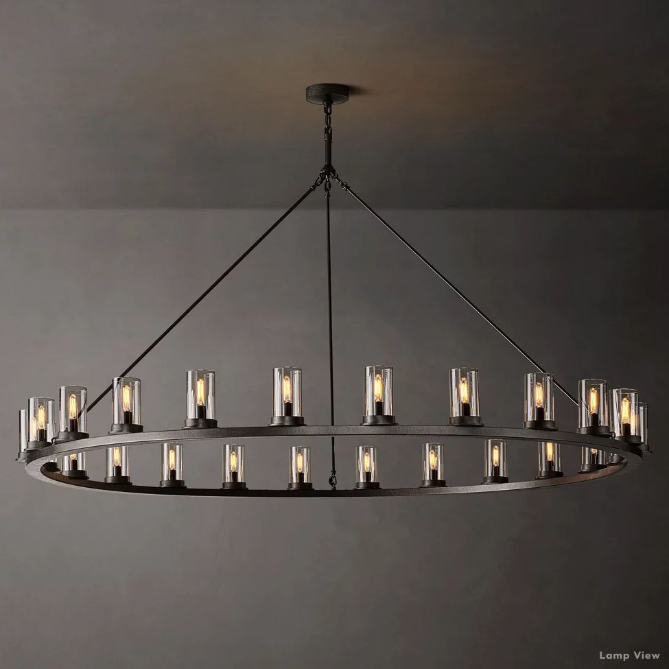 Ondra Charred Metal Round Chandelier 72"