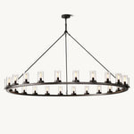 Ondra Charred Metal Round Chandelier 72"