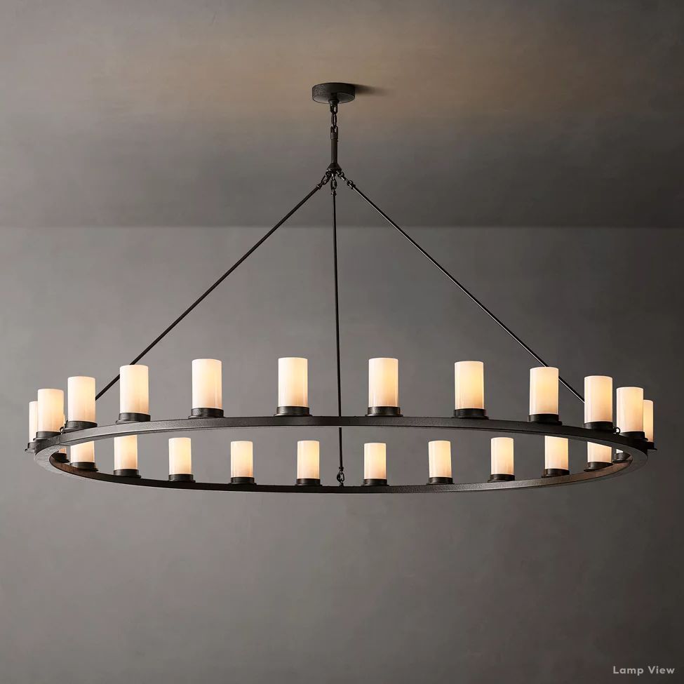 Ondra Charred Metal Round Chandelier 72"
