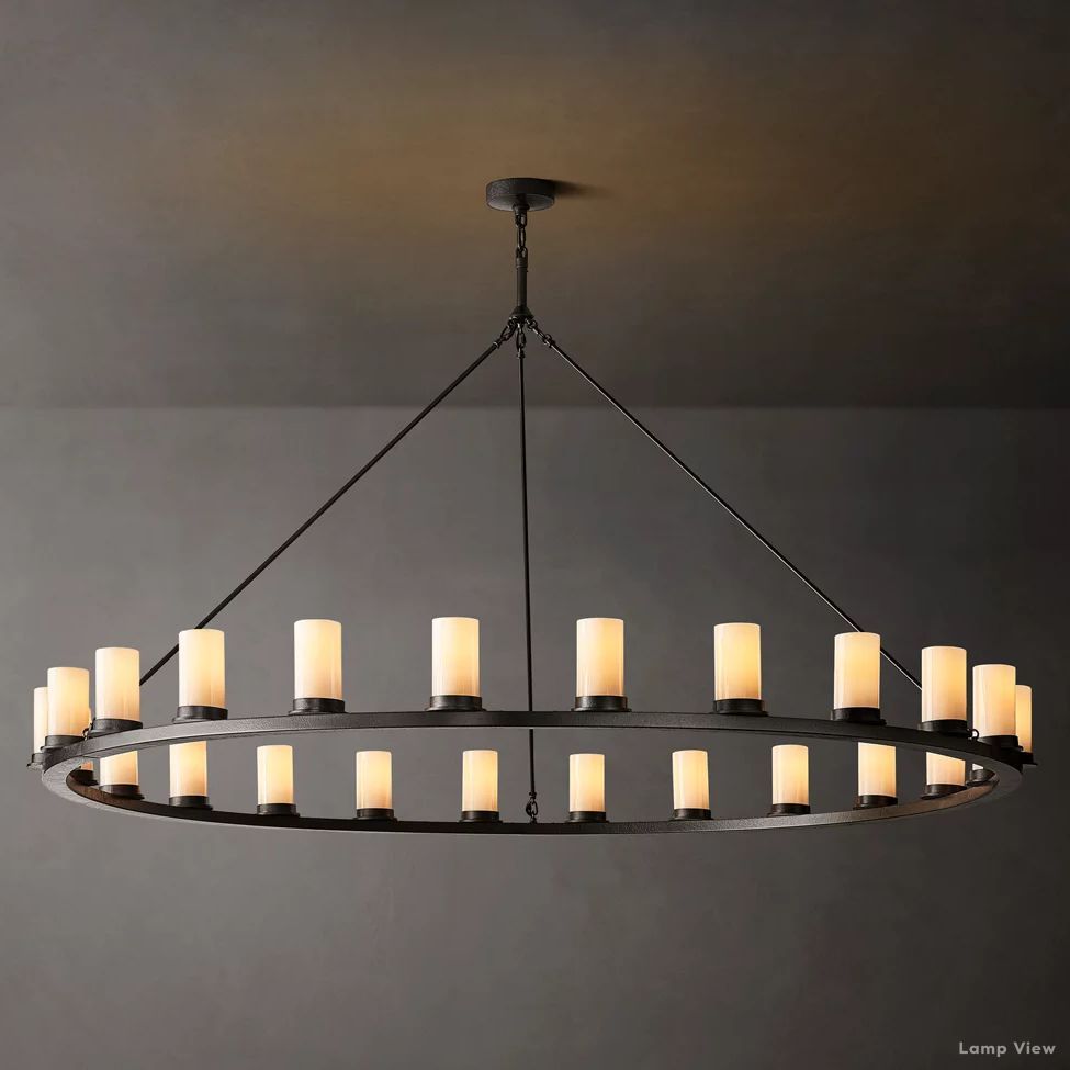 Ondra Charred Metal Round Chandelier 72"