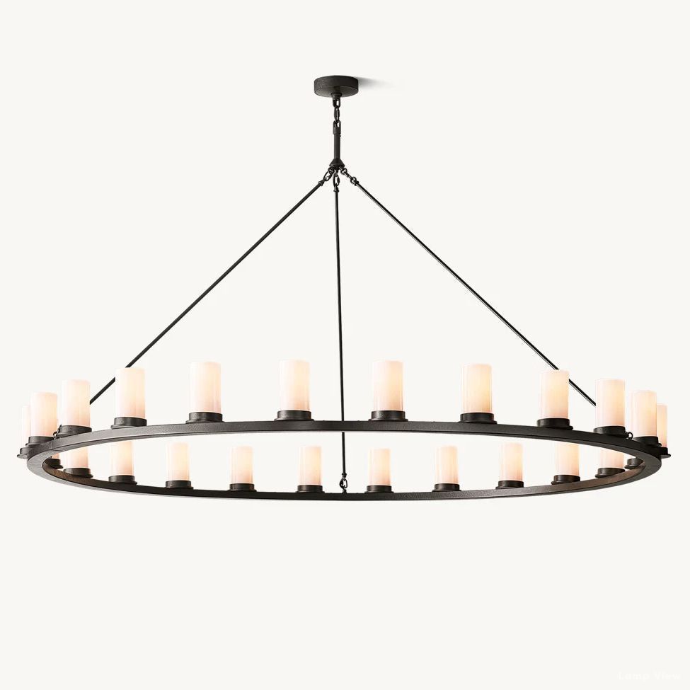 Ondra Charred Metal Round Chandelier 72"