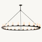 Ondra Charred Metal Round Chandelier 72"
