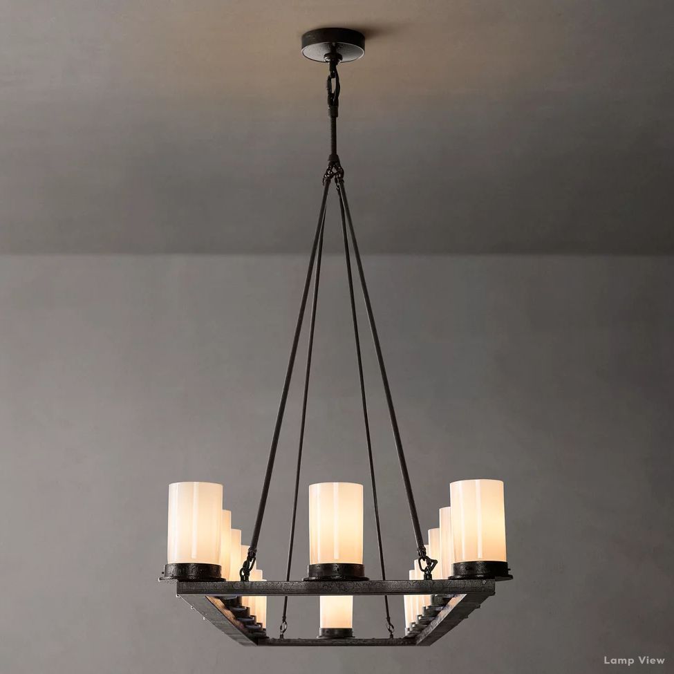 Ondra Charred Metal Linear Chandelier 52"