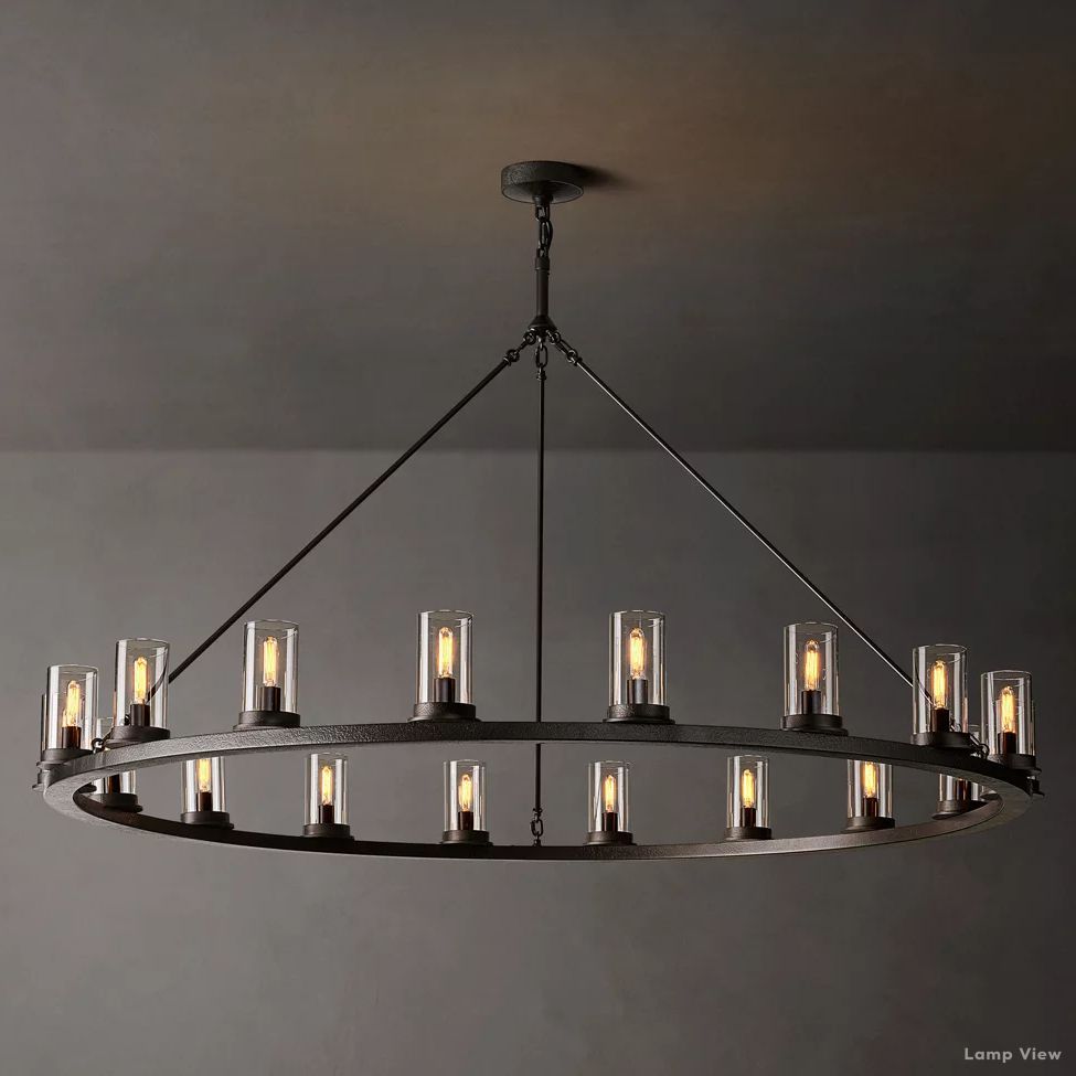 Ondra Charred Metal Round Chandelier 60"