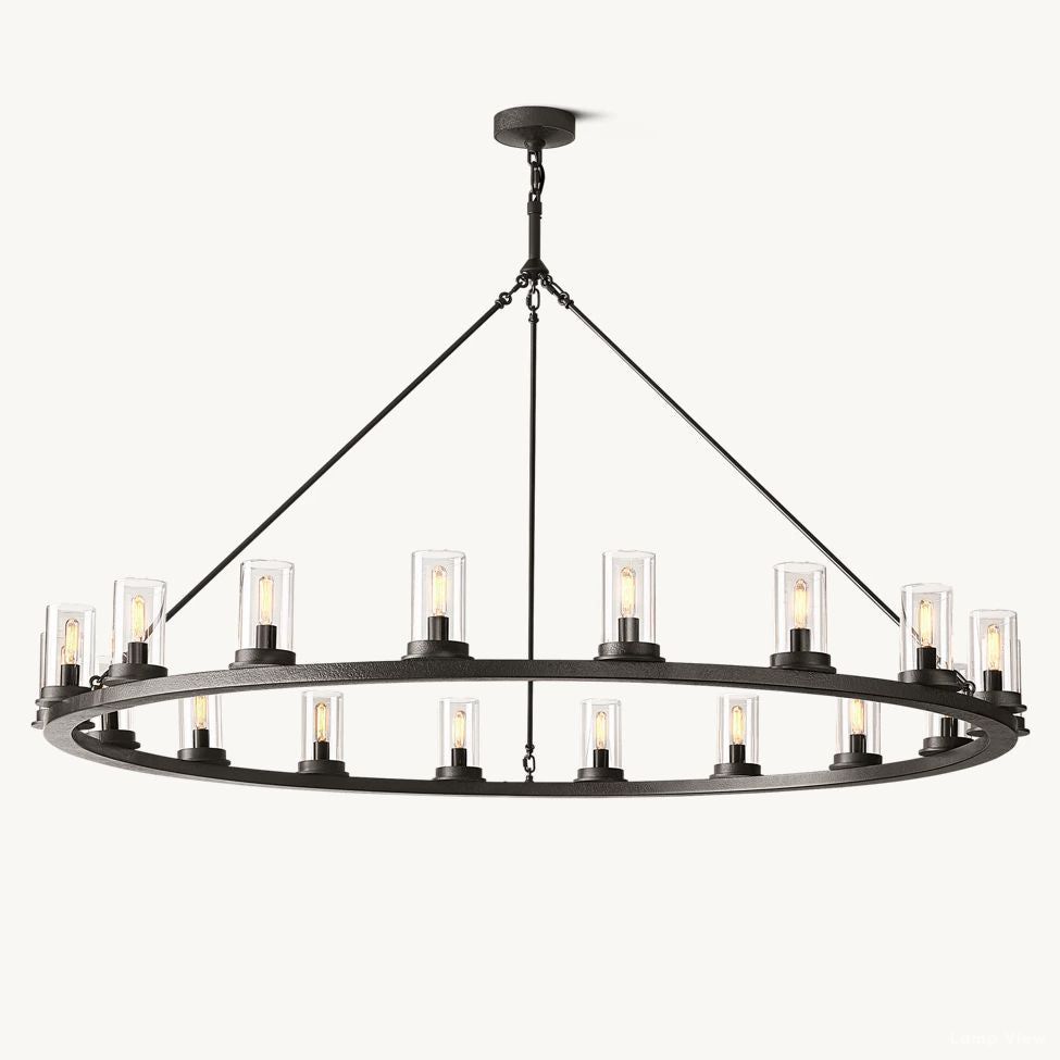 Ondra Charred Metal Round Chandelier 60"