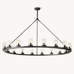 Ondra Charred Metal Round Chandelier 60"