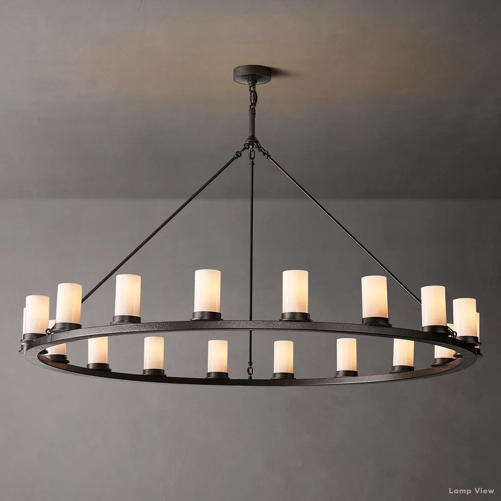 Ondra Charred Metal Round Chandelier 60"