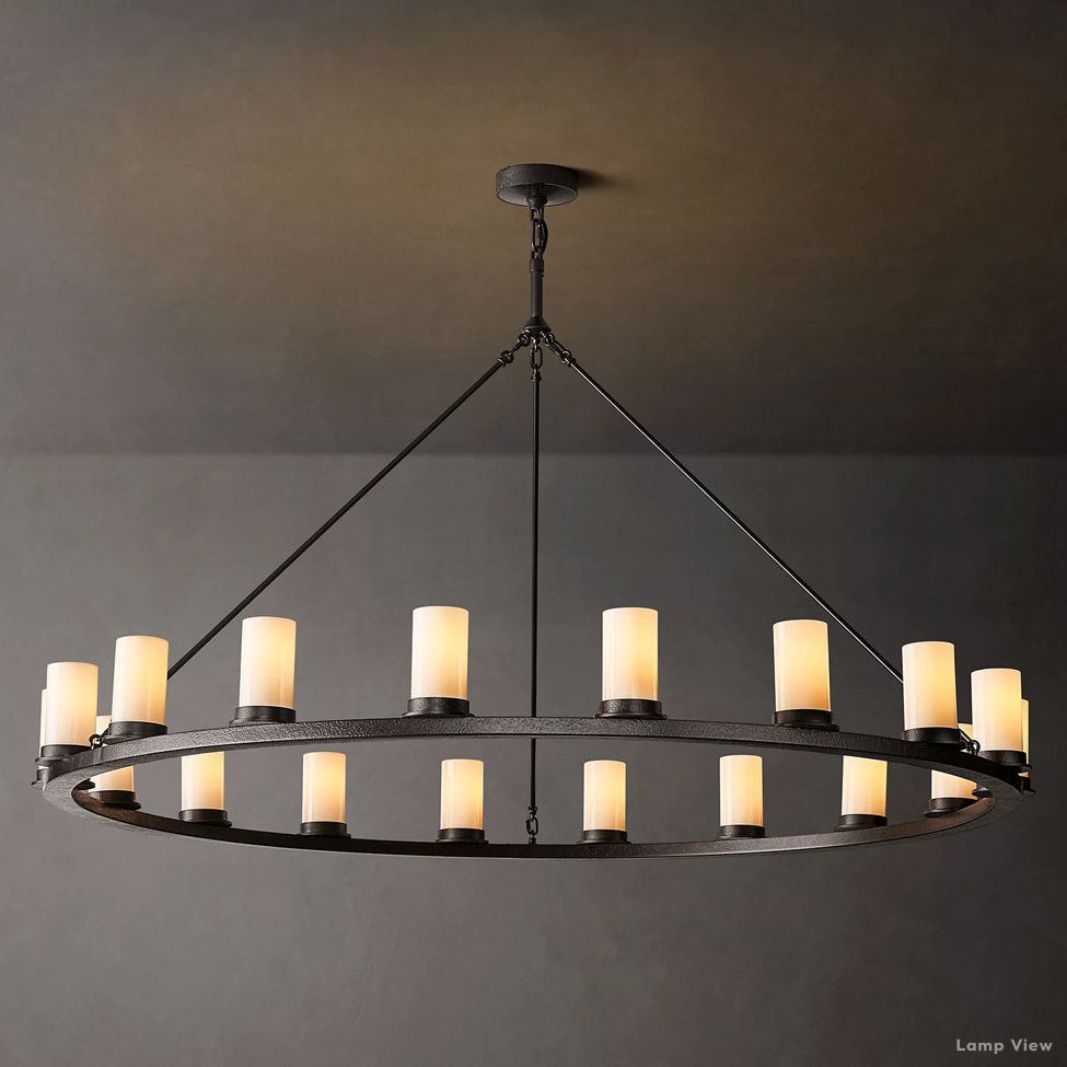 Ondra Charred Metal Round Chandelier 60"