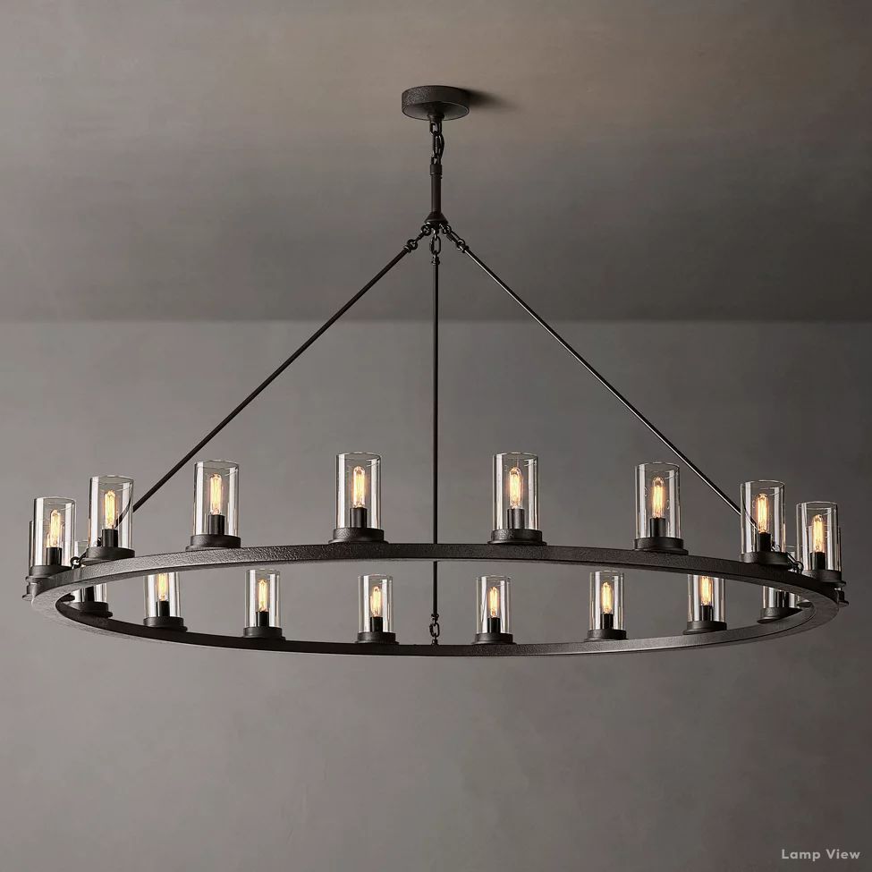 Ondra Charred Metal Round Chandelier 60"