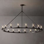 Ondra Charred Metal Round Chandelier 60"
