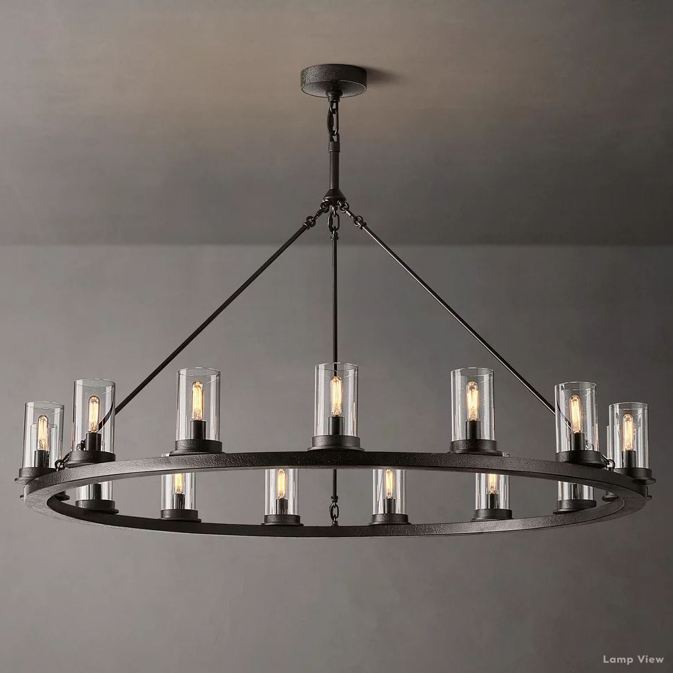 Ondra Charred Metal Round Chandelier 48"