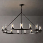 Ondra Charred Metal Round Chandelier 48"