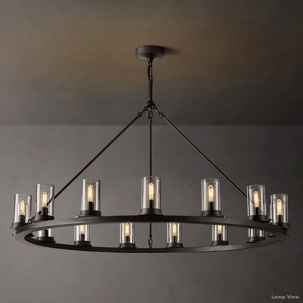 Ondra Charred Metal Round Chandelier 48"