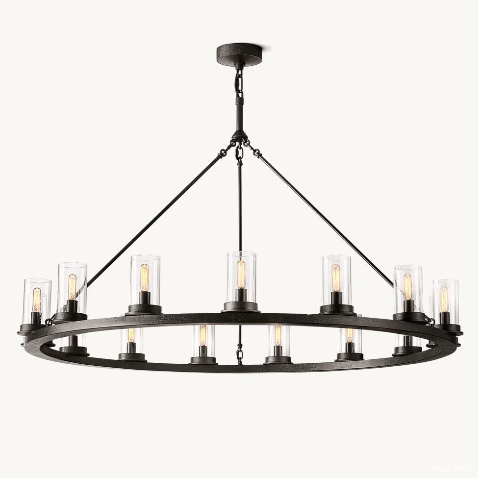 Ondra Charred Metal Round Chandelier 48"