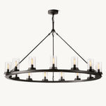 Ondra Charred Metal Round Chandelier 48"