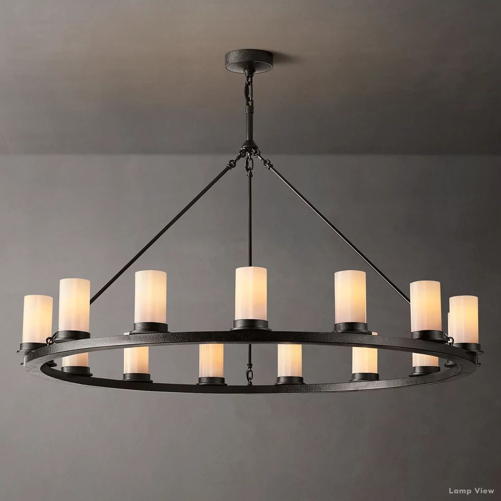 Ondra Charred Metal Round Chandelier 48"