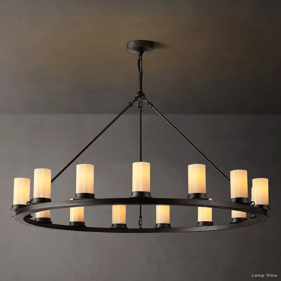 Ondra Charred Metal Round Chandelier 48"
