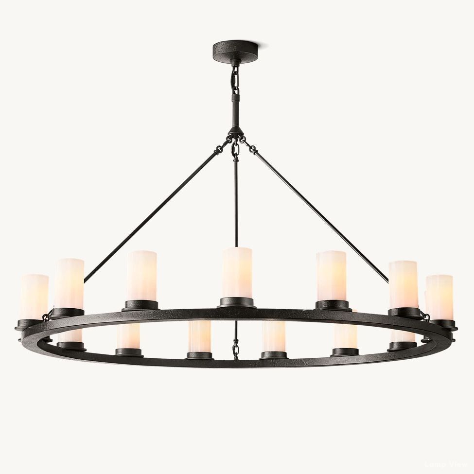 Ondra Charred Metal Round Chandelier 48"