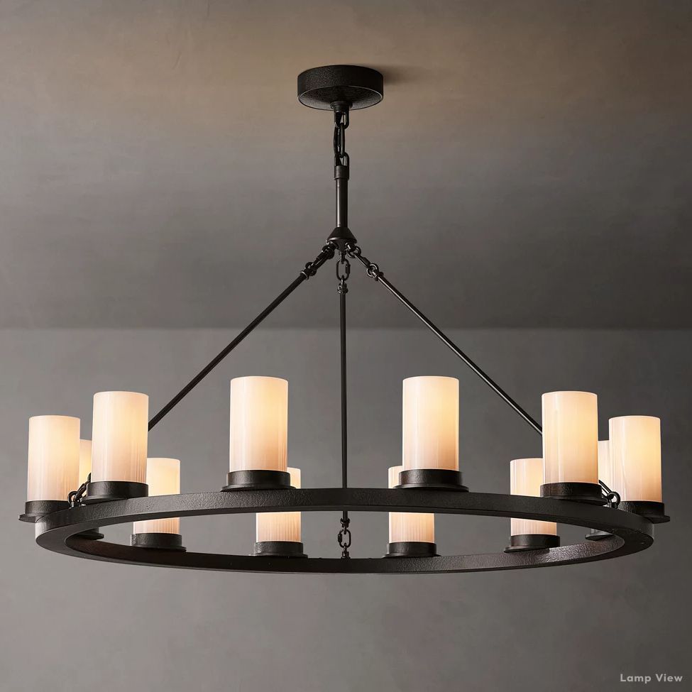 Ondra Charred Metal Round Chandelier 36"